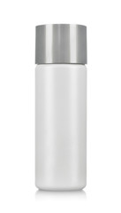 Blank plastic cosmetics bottle isolated on white background