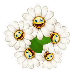 Bouquet of flowers with smiling daisies