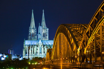 View of Cologne and the Cologne cathedral