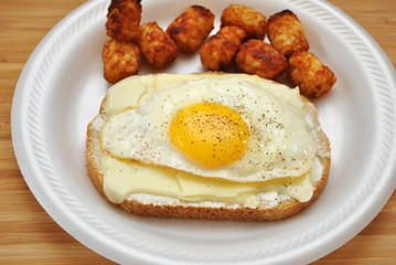 Fried Egg on Toast with Tator Tots
