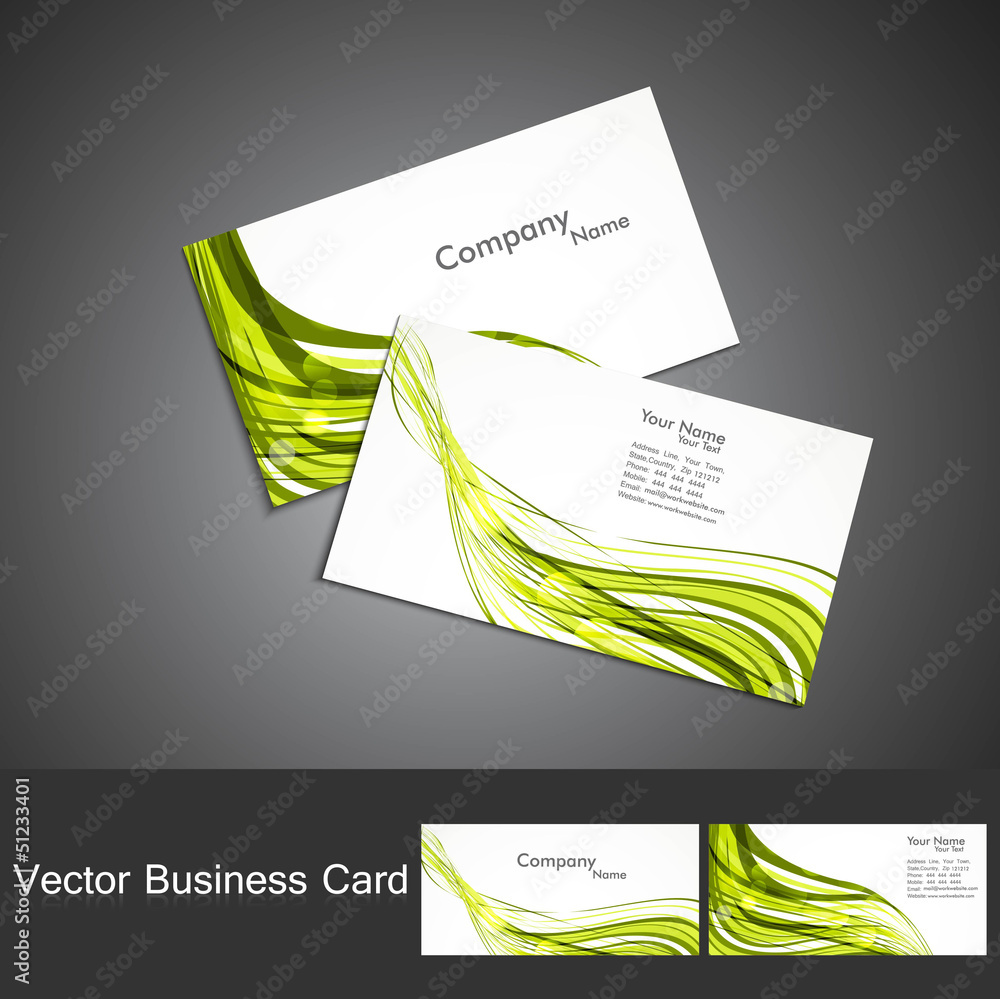 Canvas Prints abstract green colorful wave business card set vector