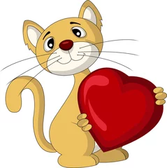 Papier Peint photo autocollant Chats chat avec coeur d& 39 amour