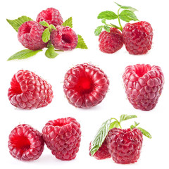 Collection of Raspberry isolated on white background