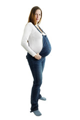 Pregnant woman on white background