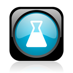 chemistry black and blue square web glossy icon