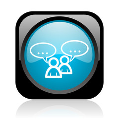 forum black and blue square web glossy icon