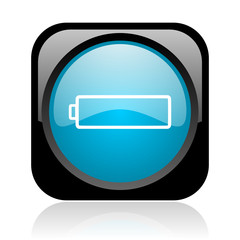 battery black and blue square web glossy icon