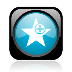 star black and blue square web glossy icon