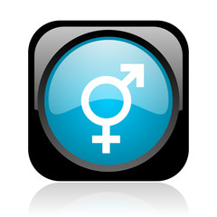sex black and blue square web glossy icon