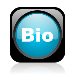 bio black and blue square web glossy icon