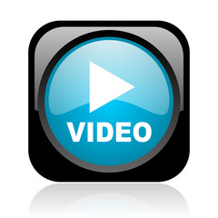video black and blue square web glossy icon