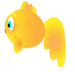 cartoon goldfish isolated on a white background