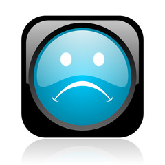 cry black and blue square web glossy icon