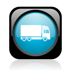 delivery black and blue square web glossy icon