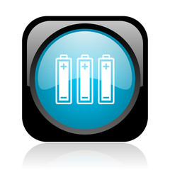 Obraz premium batteries black and blue square web glossy icon
