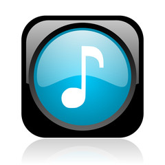 music black and blue square web glossy icon