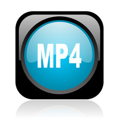 mp4 black and blue square web glossy icon