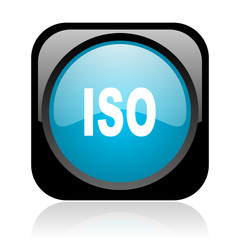 iso black and blue square web glossy icon