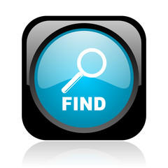 find black and blue square web glossy icon