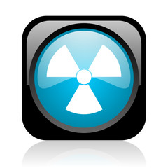 radiation black and blue square web glossy icon