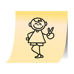 hand drawing cartoon on paper note stickers