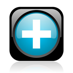 emergency black and blue square web glossy icon