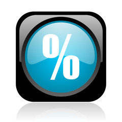 percent black and blue square web glossy icon