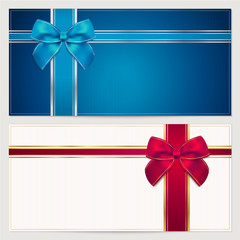 Gift Voucher (coupon or invitation) template with bow (ribbons)