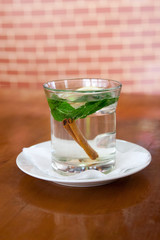 mint tea with lemon and cinnamon