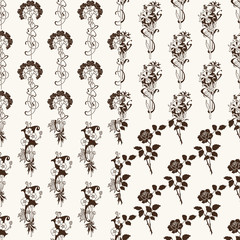 Fototapeta premium Set of vector seamless floral background