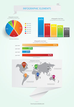 World Map and Information Graphics. Vector