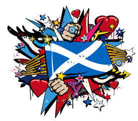 Scotland flag scottish graffiti pop street art illustration