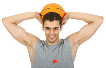 Basketball player holding ball