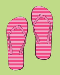 Flip flops with pink stripes