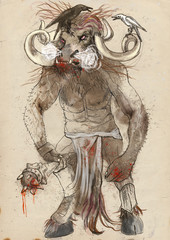 Greek myths and legends (Full sized hand drawing) - Minotaur