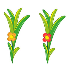 red and orange flower with many green leaves