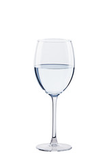 Glass of water over white background