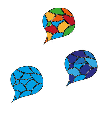 speking bubble divided into few parts differenced by colors