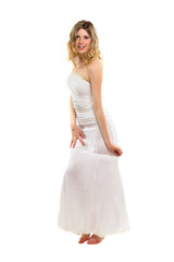 Blonde wearing wedding dress