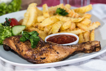 Chicken Legs with Chips