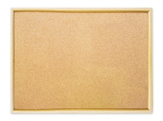 Blank cork pin board on white background