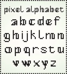 Abwaschbare Fototapete Pixel Pixelalphabet, Kleinbuchstaben