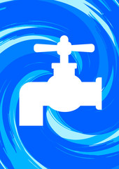 Water tap on blue background