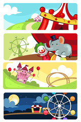 Amusement park banners