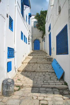 Street in Sidi Bou in Tunisia