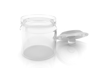 Empty glass jar with cover isolated on white