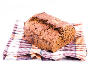 Fresh sliced homemade brown bread with cereals 