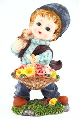 Gypsum statue boy on the white background