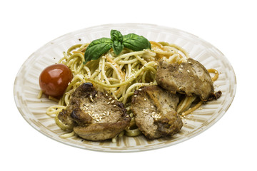 Pork with spaghetti