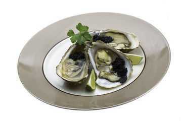 Oysters with black cavair